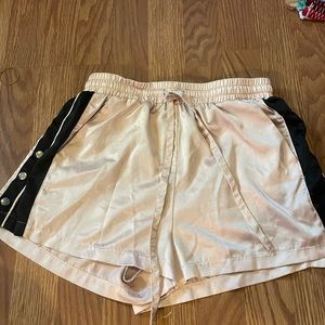 Forever 21 pink and black silk snap up shorts
